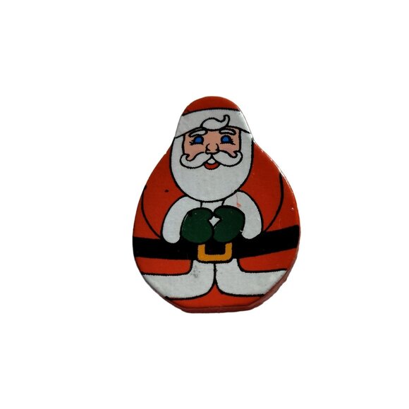 Santa Claus Button Cover Christmas Wood - Picture 1 of 3